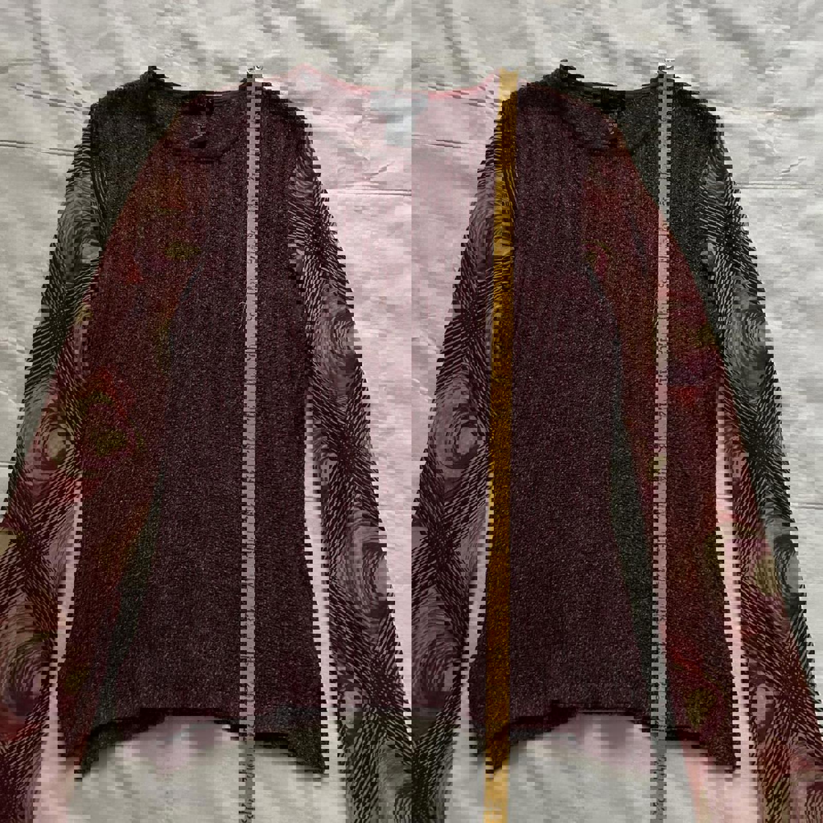 Custo Barcelona Burgundy red long sleeve top metallic sweater knit body Size 3