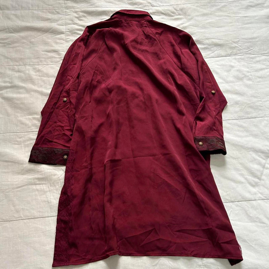 Axes Femme Burgundy and brown shoulder lacing detail dress Size medium