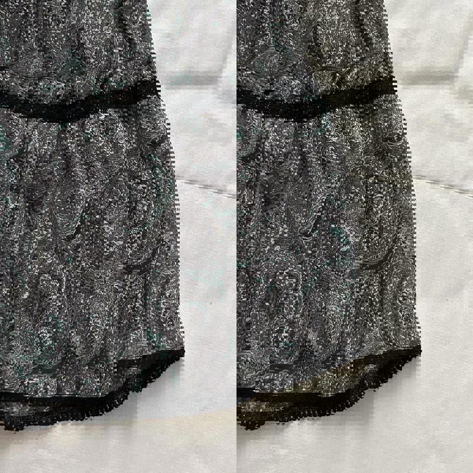 Axes Femme Black and green paisley tiered mini skirt Size medium, from Japan