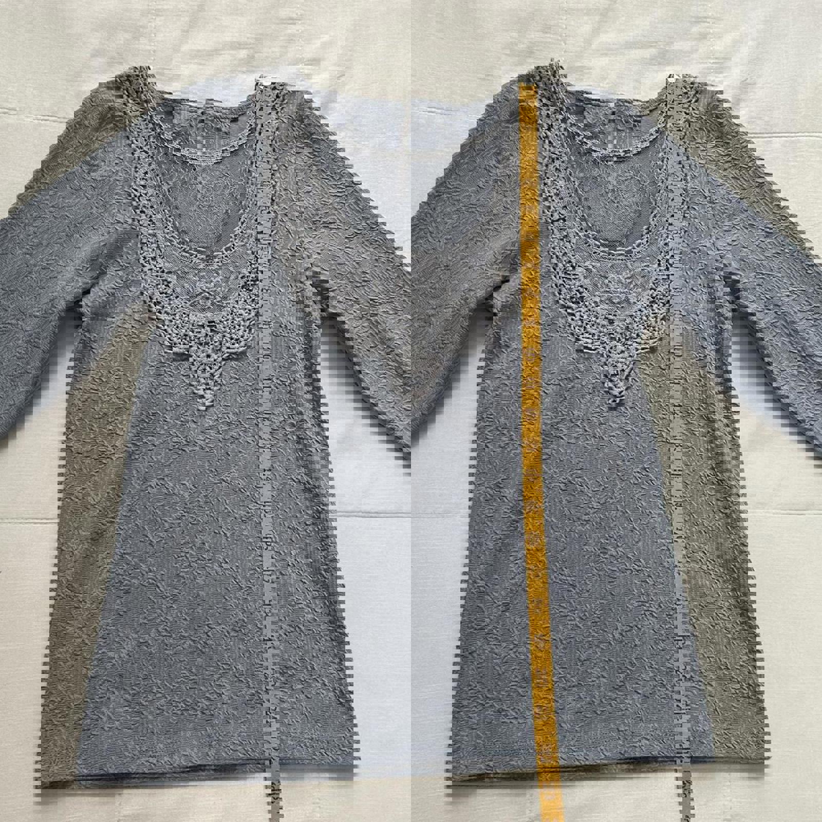 Axes Femme baby blue lace long sleeve top with sheer bib detail