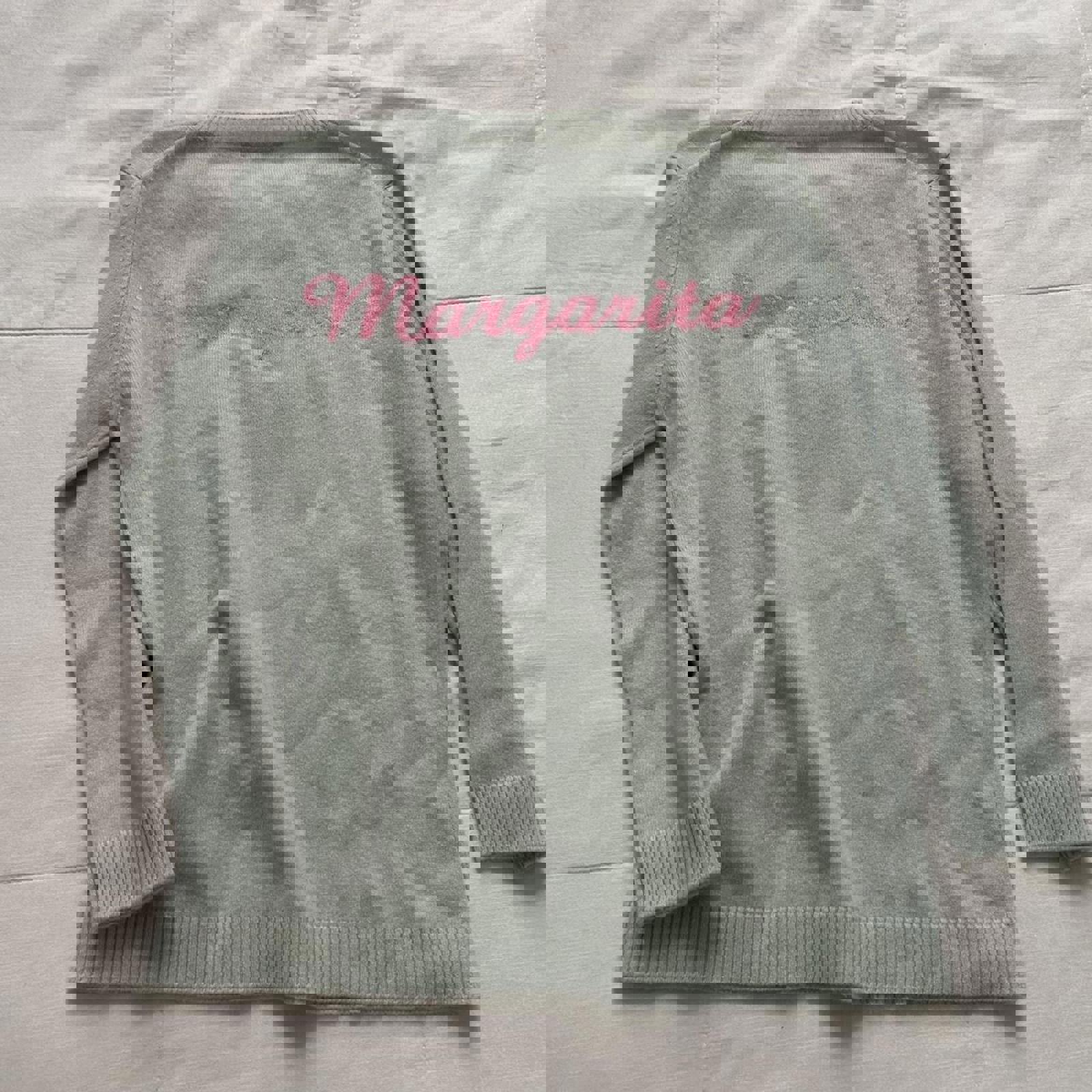 J.McLaughlin Mint blue 100% cashmere margarita graphic sweater Size large