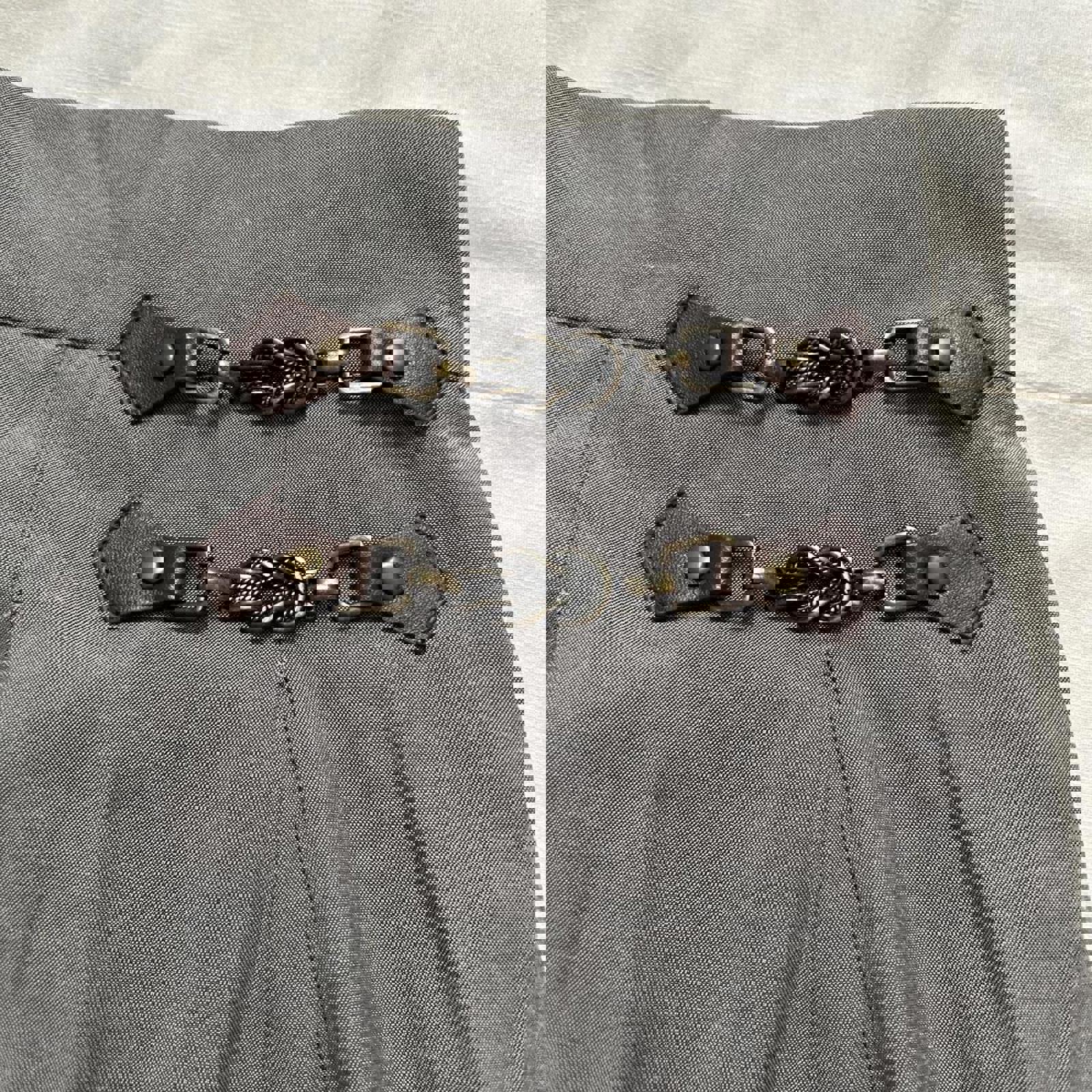 Axes Femme Grey A-line skirt with ribbon and lace detailing and buckle straps