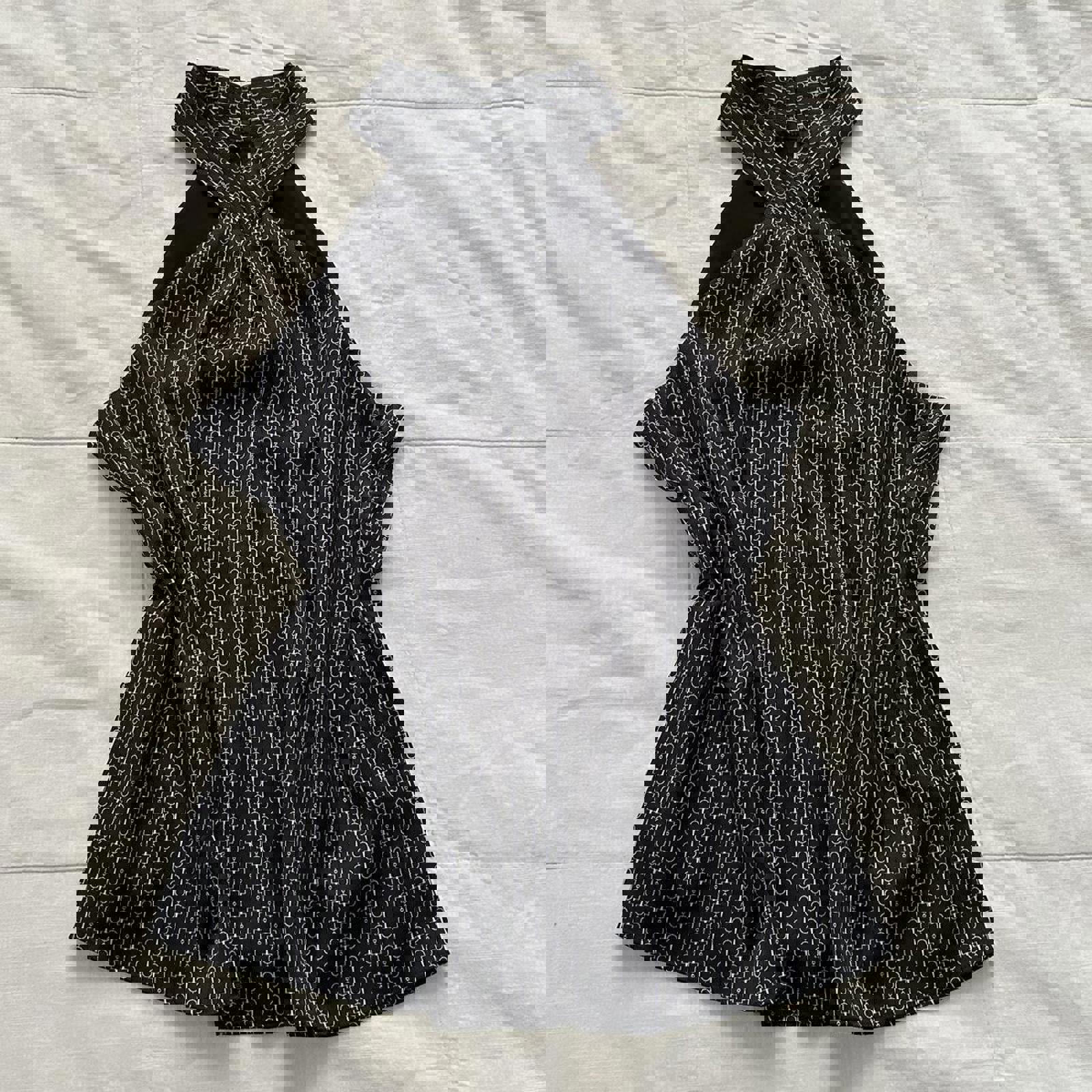 Express Black and white halter neck chain print top Size medium