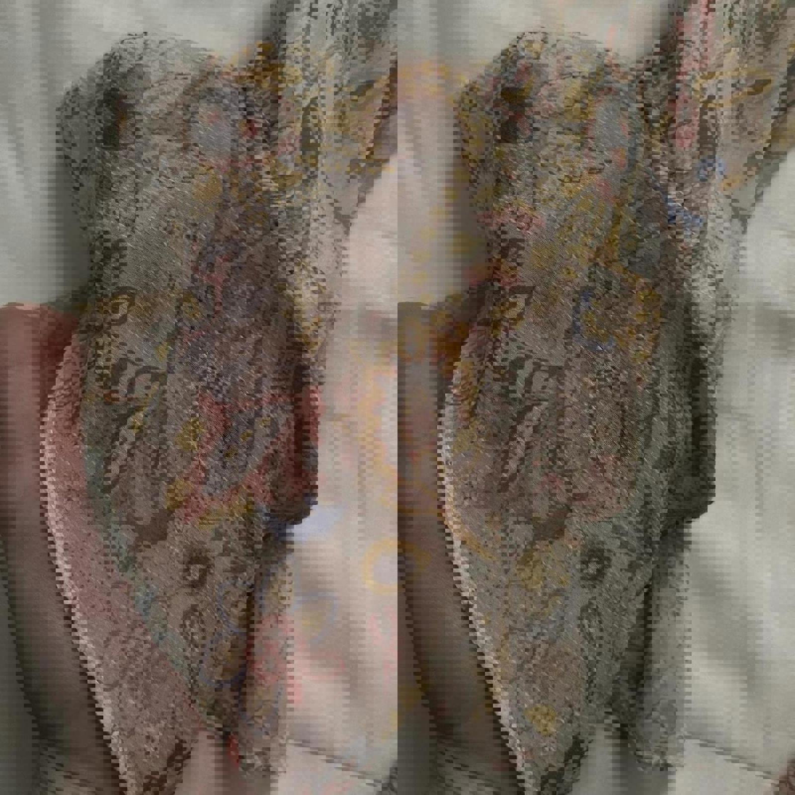 Dress Forum Pink blue sheer floral blouse with ruffles and tie front Size small