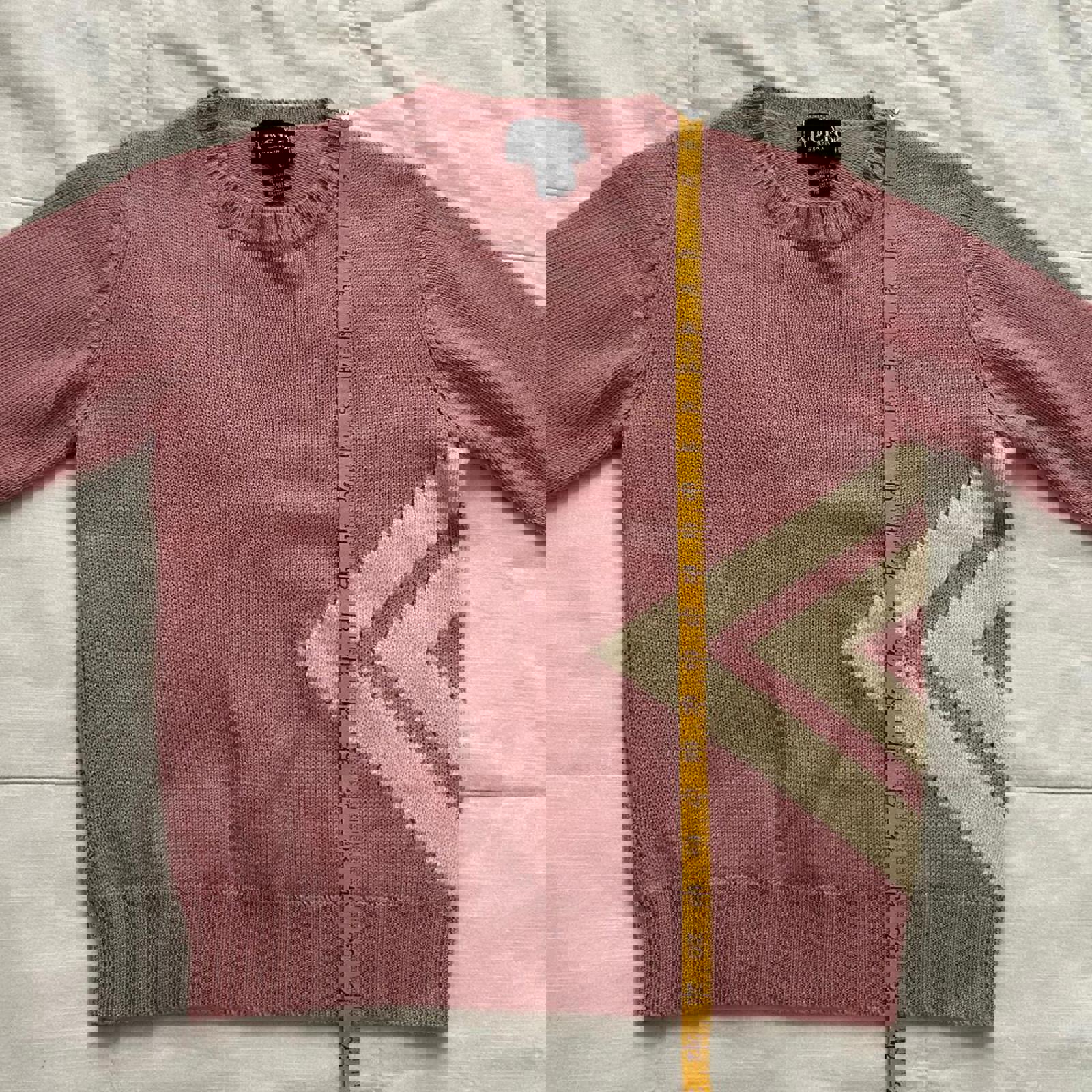 Adolfo wool Pink and white vintage 90s crewneck sweater knitwear size large