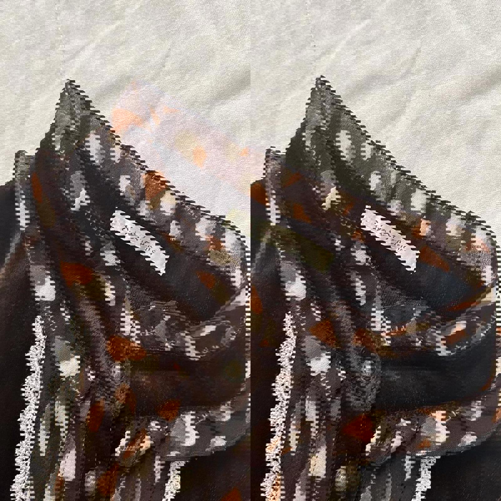 Axes Femme brown heart print high neck dress with ruffles