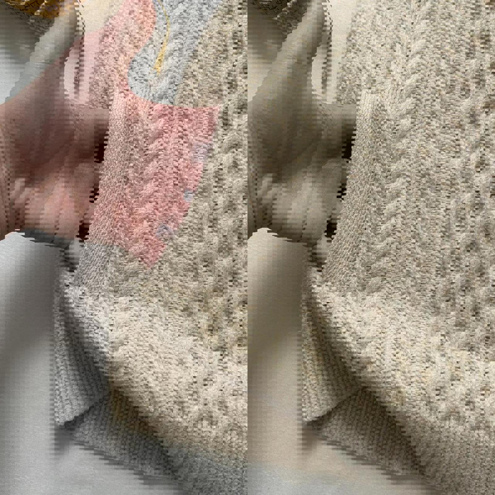 J Crew Cream wool knit sweater with pockets shrunken fit Size XS