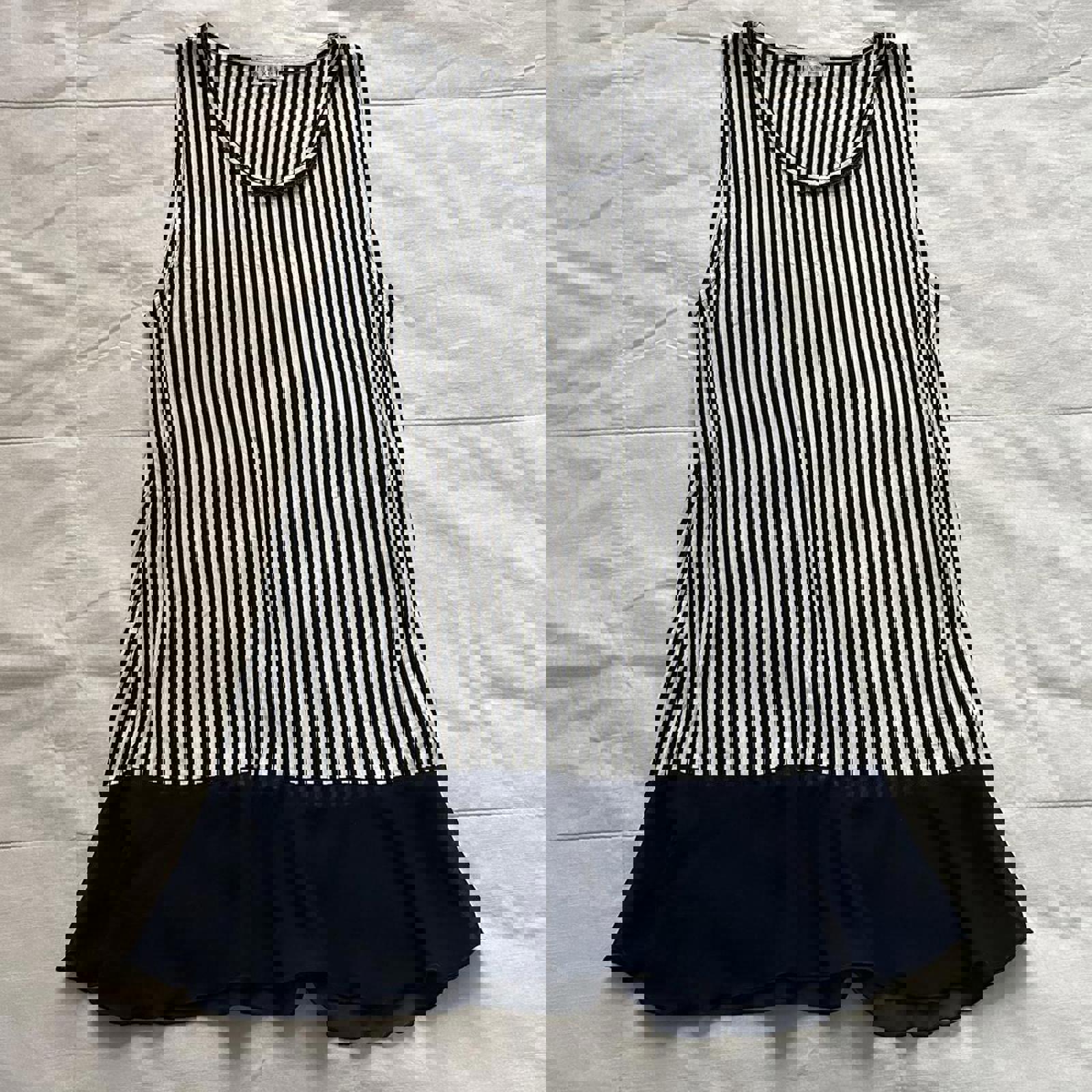 Axes Femme navy and white striped tank top with ruffle bottom Size medium