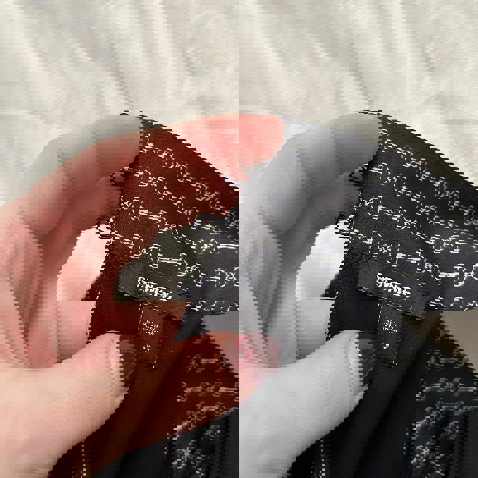 Express Black and white halter neck chain print top Size medium