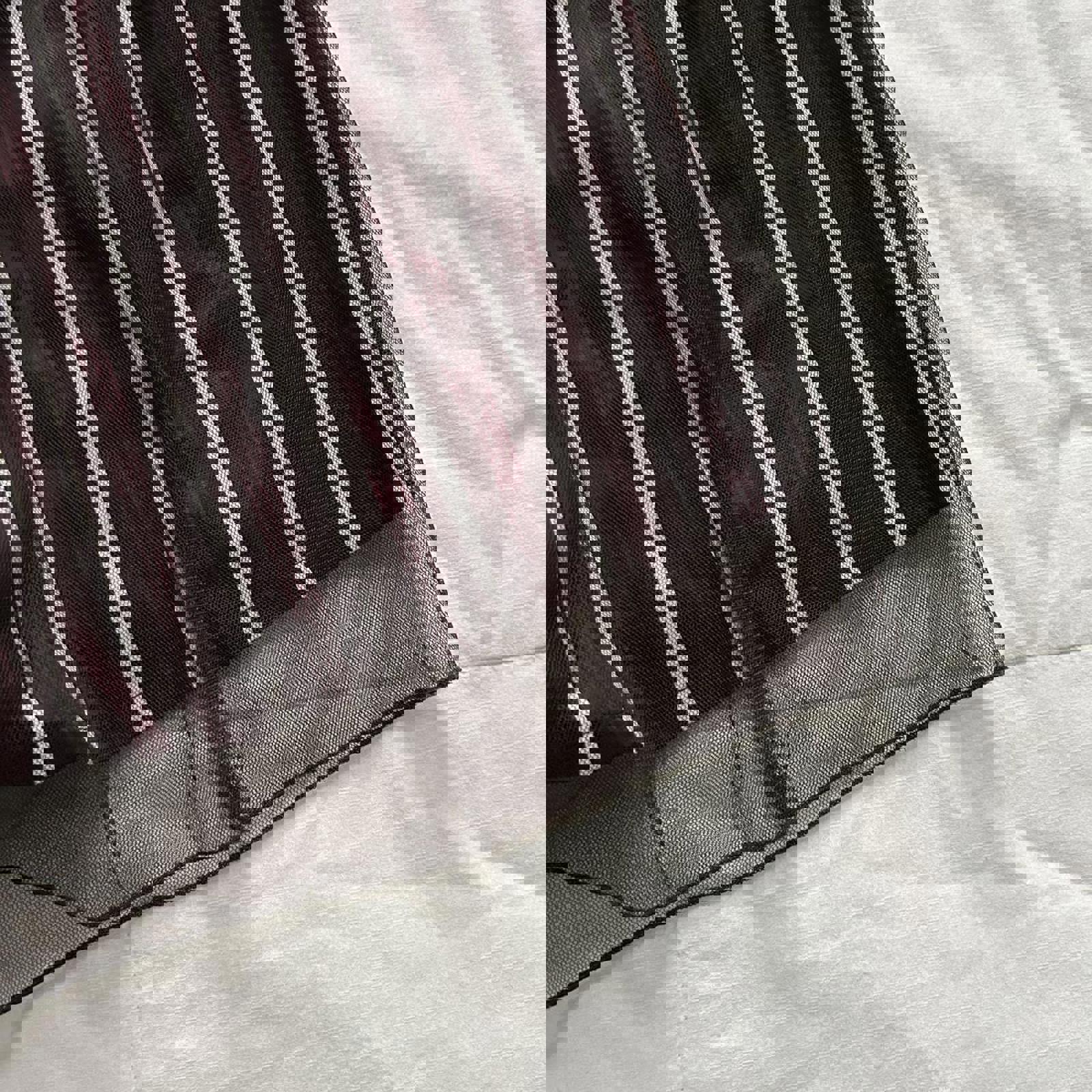 Axes Femme burgundy and white striped skirt with black tulle overlay Size medium