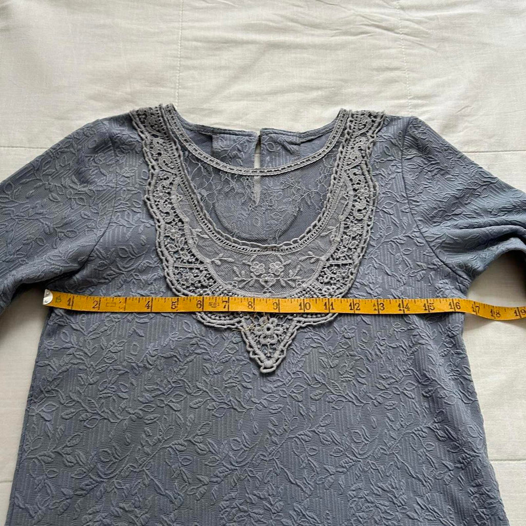 Axes Femme baby blue lace long sleeve top with sheer bib detail