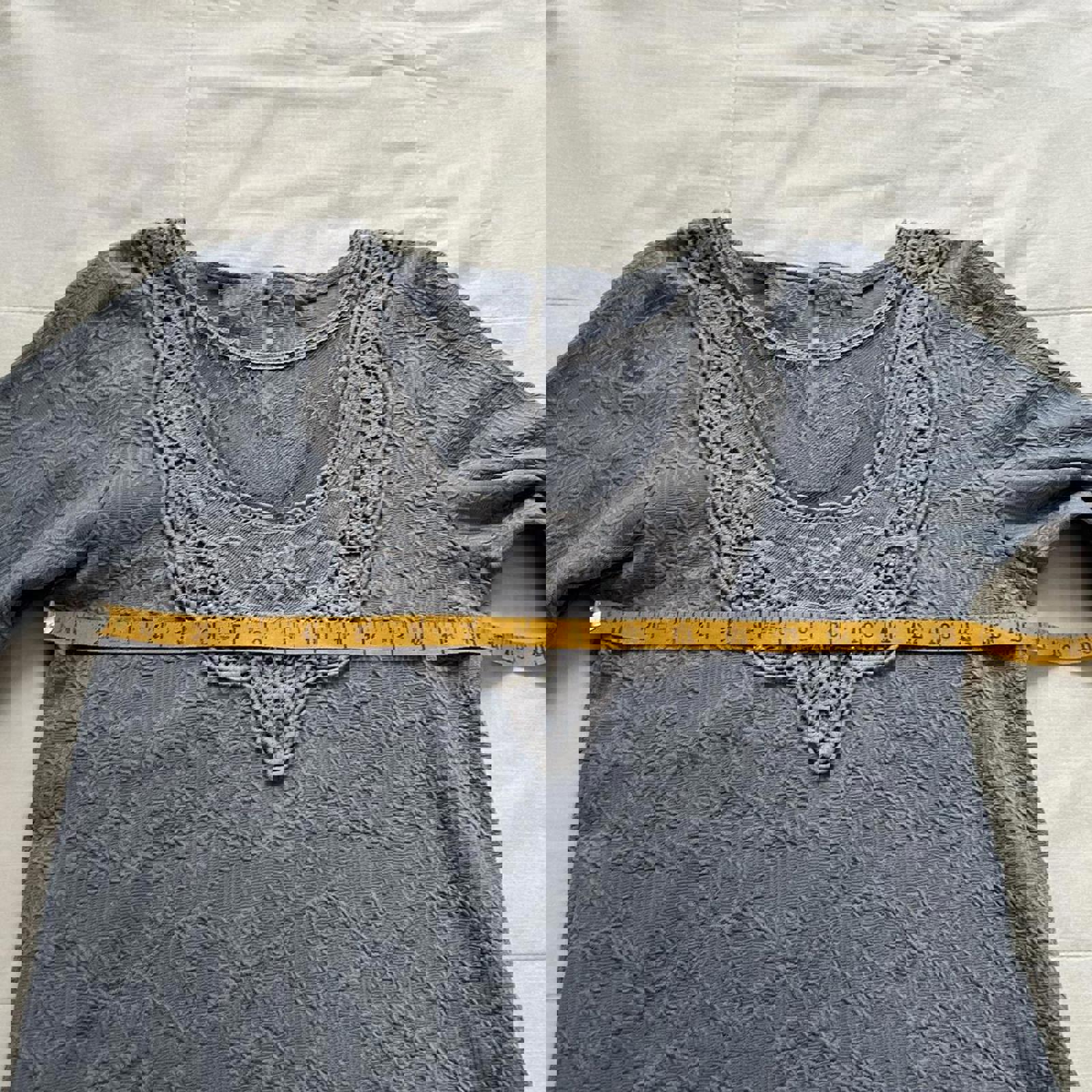 Axes Femme baby blue lace long sleeve top with sheer bib detail