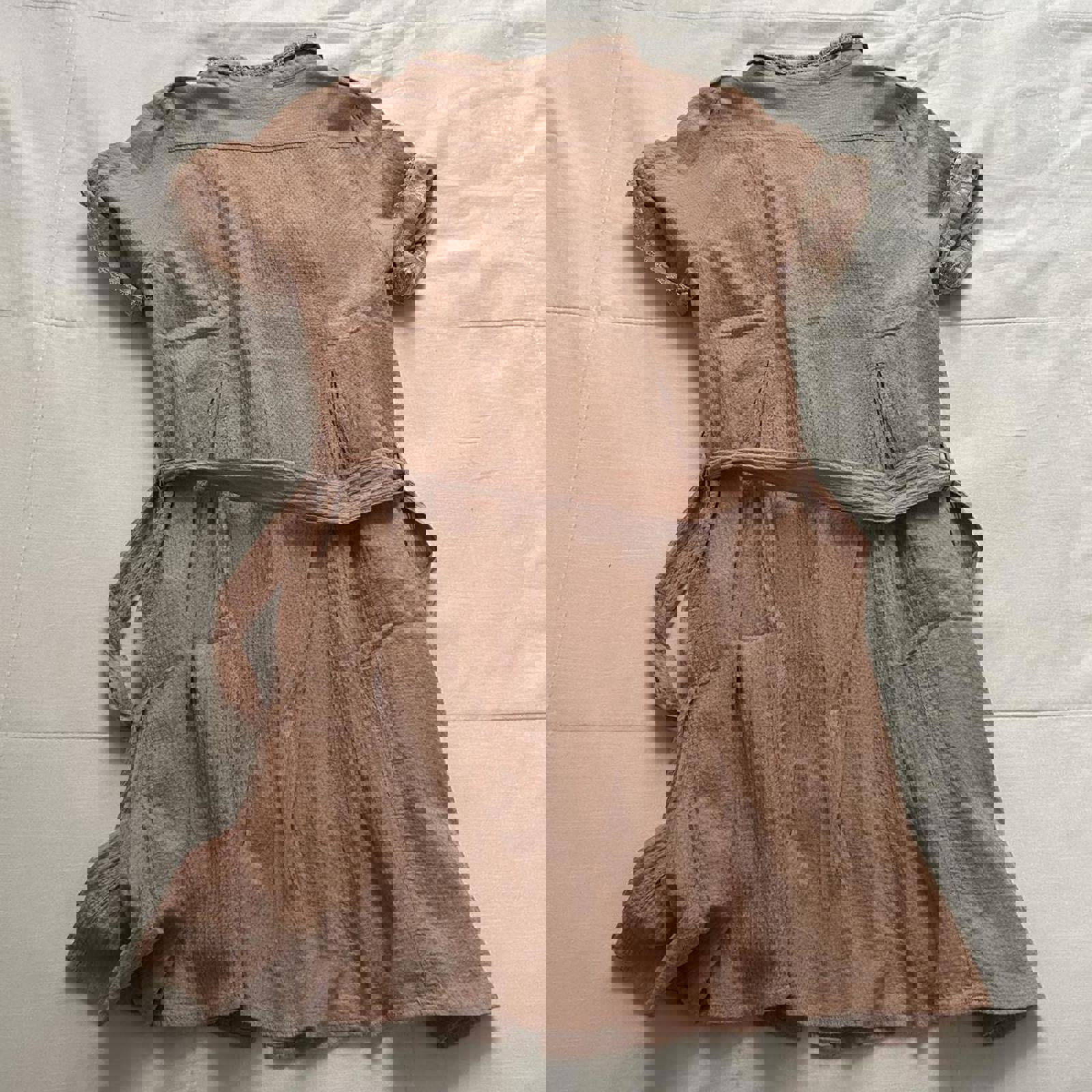 Axes Femme tan button-up collared dress with tie waist