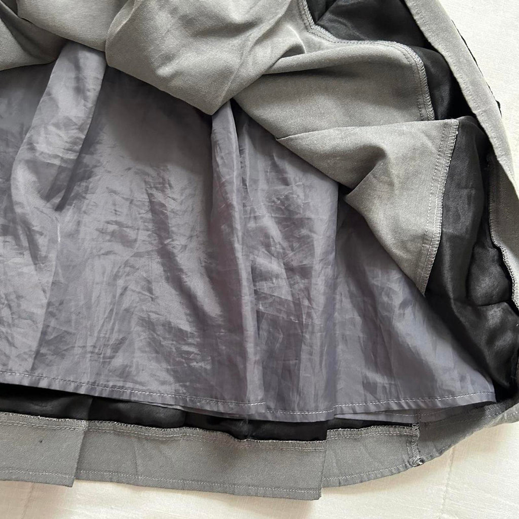 Axes Femme Grey A-line skirt with ribbon and lace detailing and buckle straps