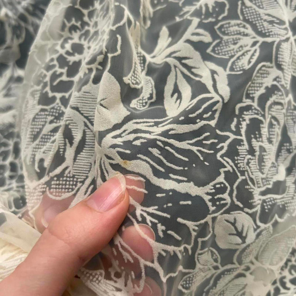 Axes Femme green and white floral flocked mesh overlay midi skirt Size medium