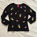 Alexandra Bartlett Black 3/4 sleeve sweater pineapple, watermelon, papaya