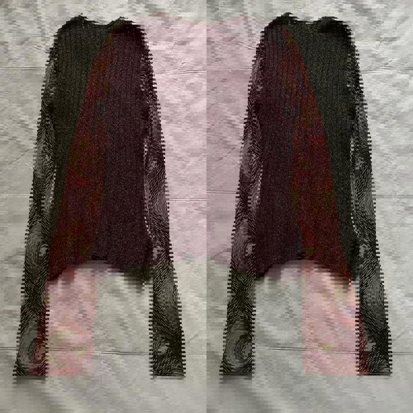 Custo Barcelona Burgundy red long sleeve top metallic sweater knit body Size 3