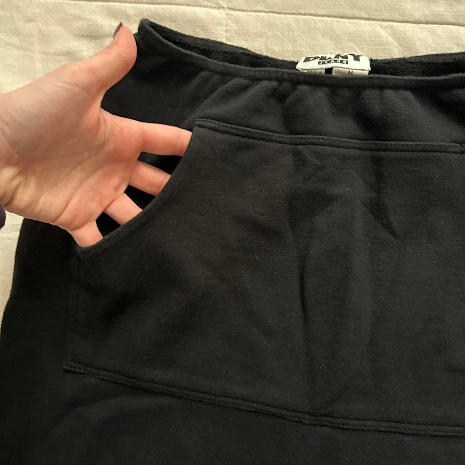 DKNY vintage Black sweatshirt mini skirt with kangaroo pocket Size medium