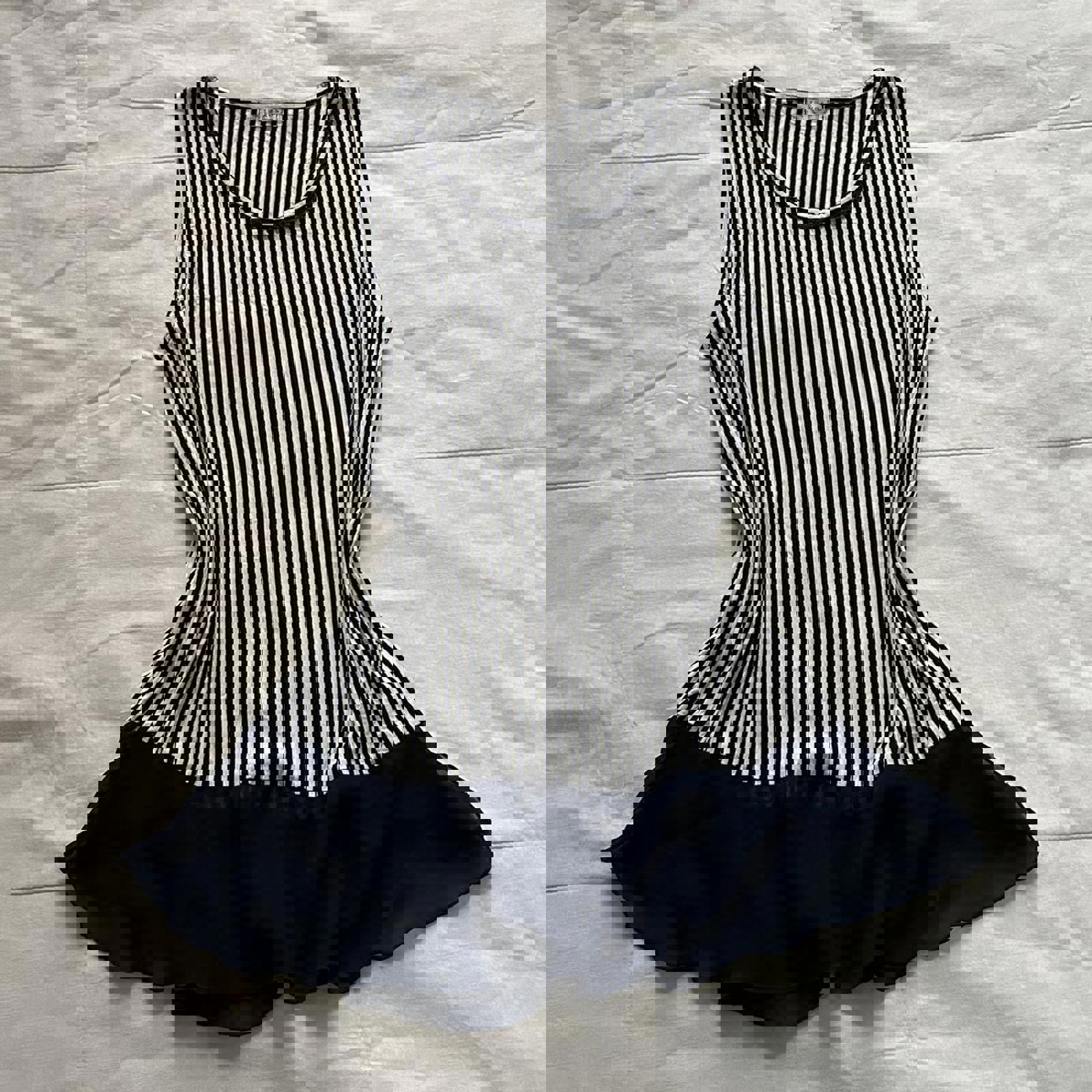 Axes Femme navy and white striped tank top with ruffle bottom Size medium