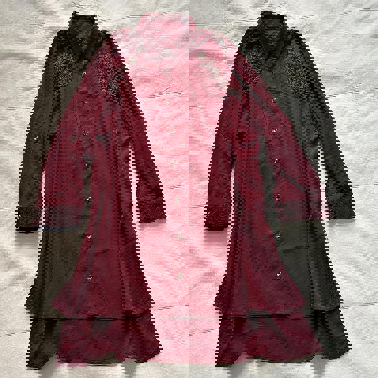 Axes Femme Burgundy and brown shoulder lacing detail dress Size medium