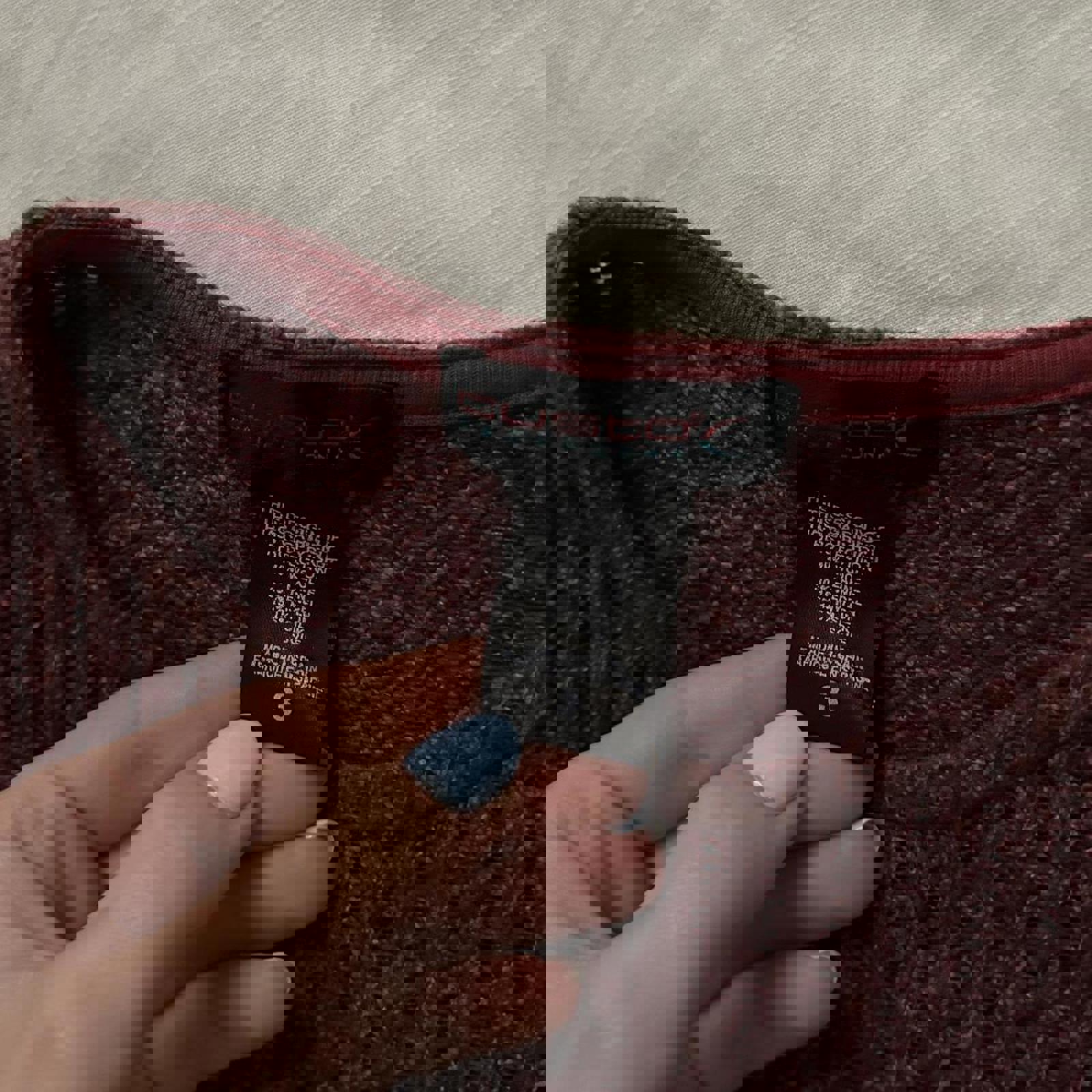 Custo Barcelona Burgundy red long sleeve top metallic sweater knit body Size 3