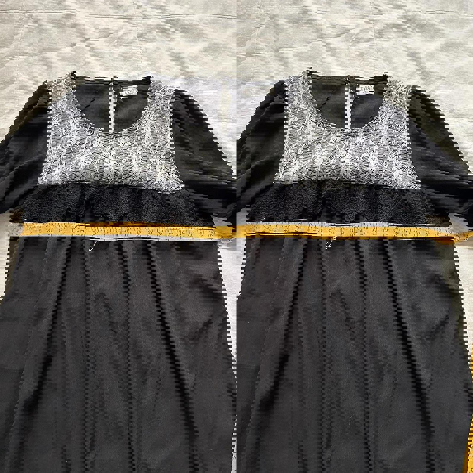 Axes Femme Black white lace bib dress with long sleeves Size medium