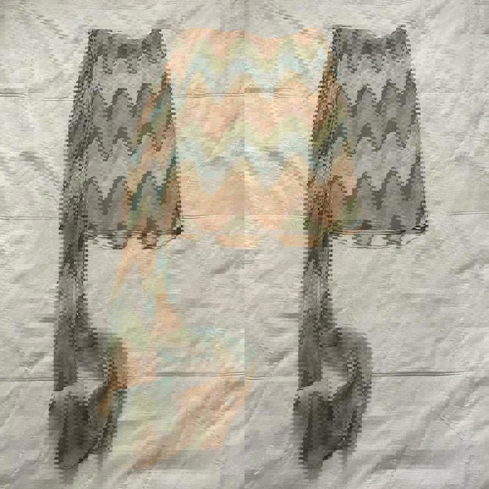 Catherine Malandrino pastel silk skirt with long sash tie Size 8