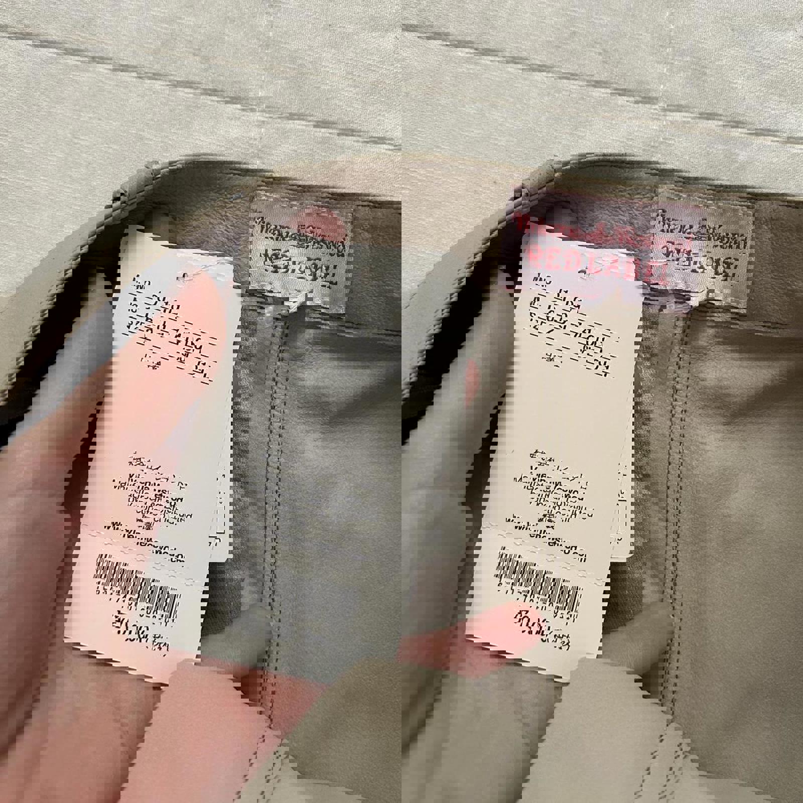 Deadstock Vivienne Westwood Tan buttery leather mini shorts with pockets Size 2