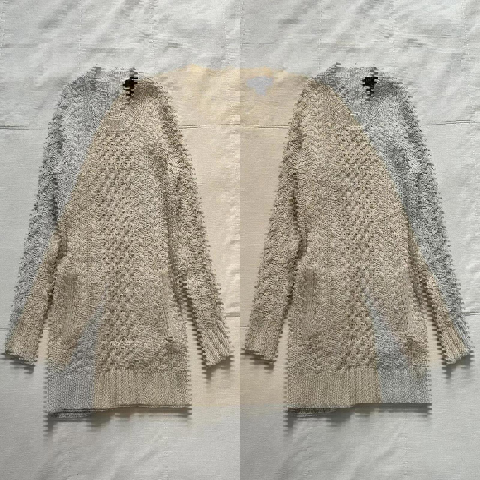 J Crew Cream wool knit sweater with pockets shrunken fit Size XS