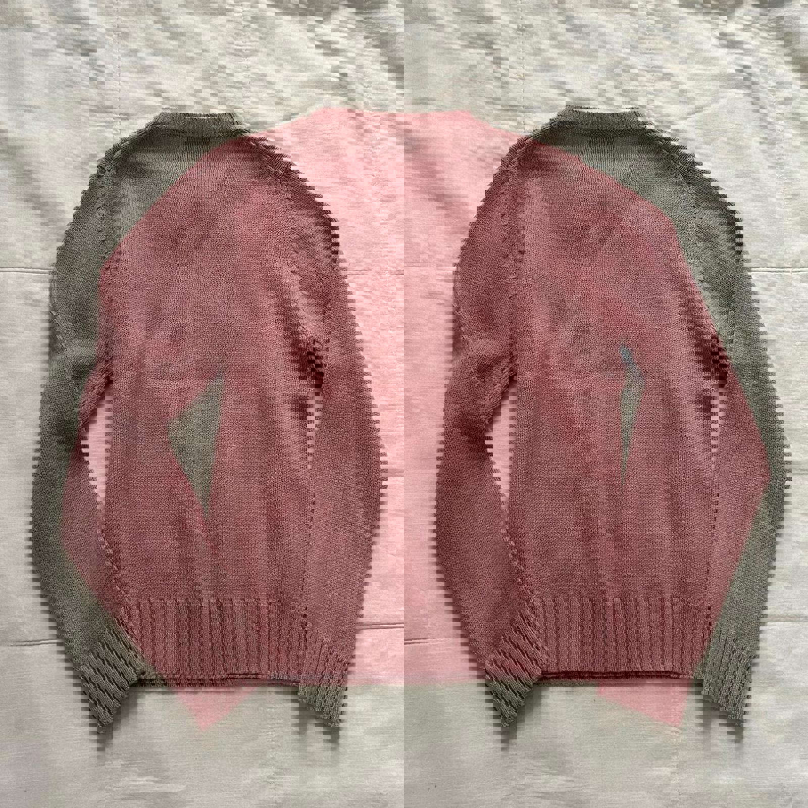 Adolfo wool Pink and white vintage 90s crewneck sweater knitwear size large