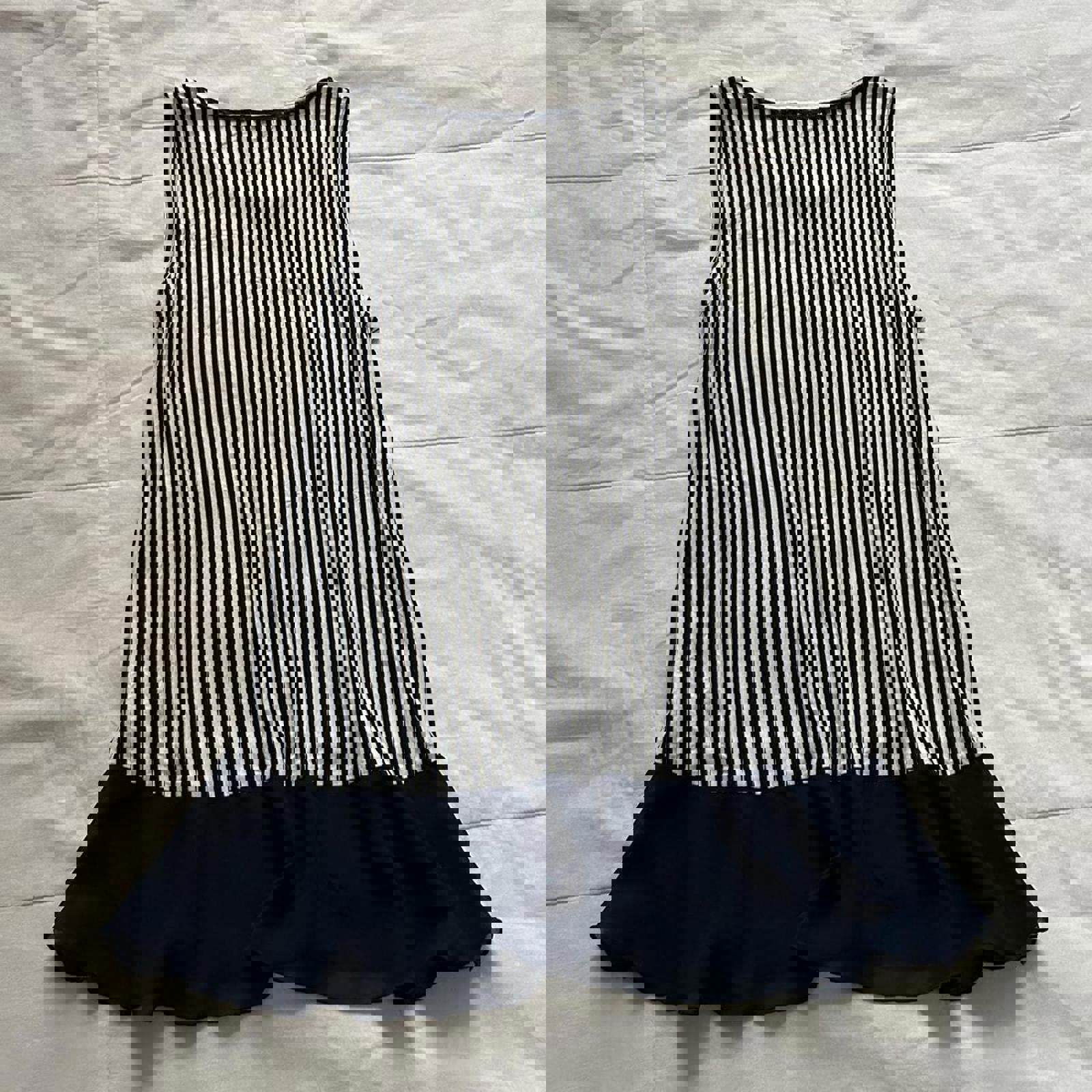 Axes Femme navy and white striped tank top with ruffle bottom Size medium