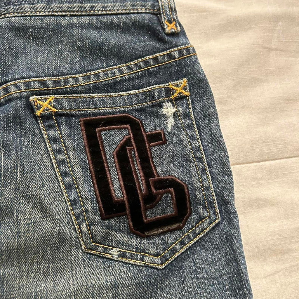 90s designer Dark wash denim pencil skirt Size 36