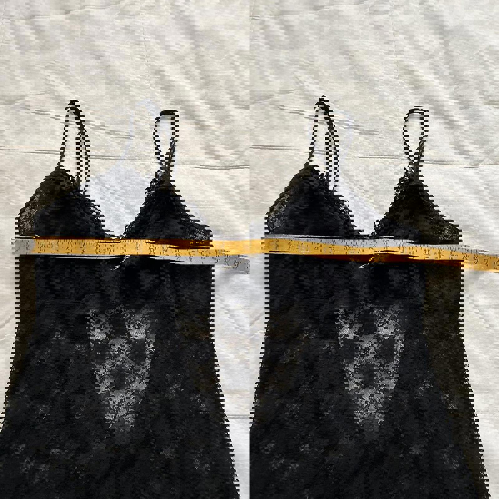 In Bloom Black lace slip dress with low back and ruffles at the bum Size medium
