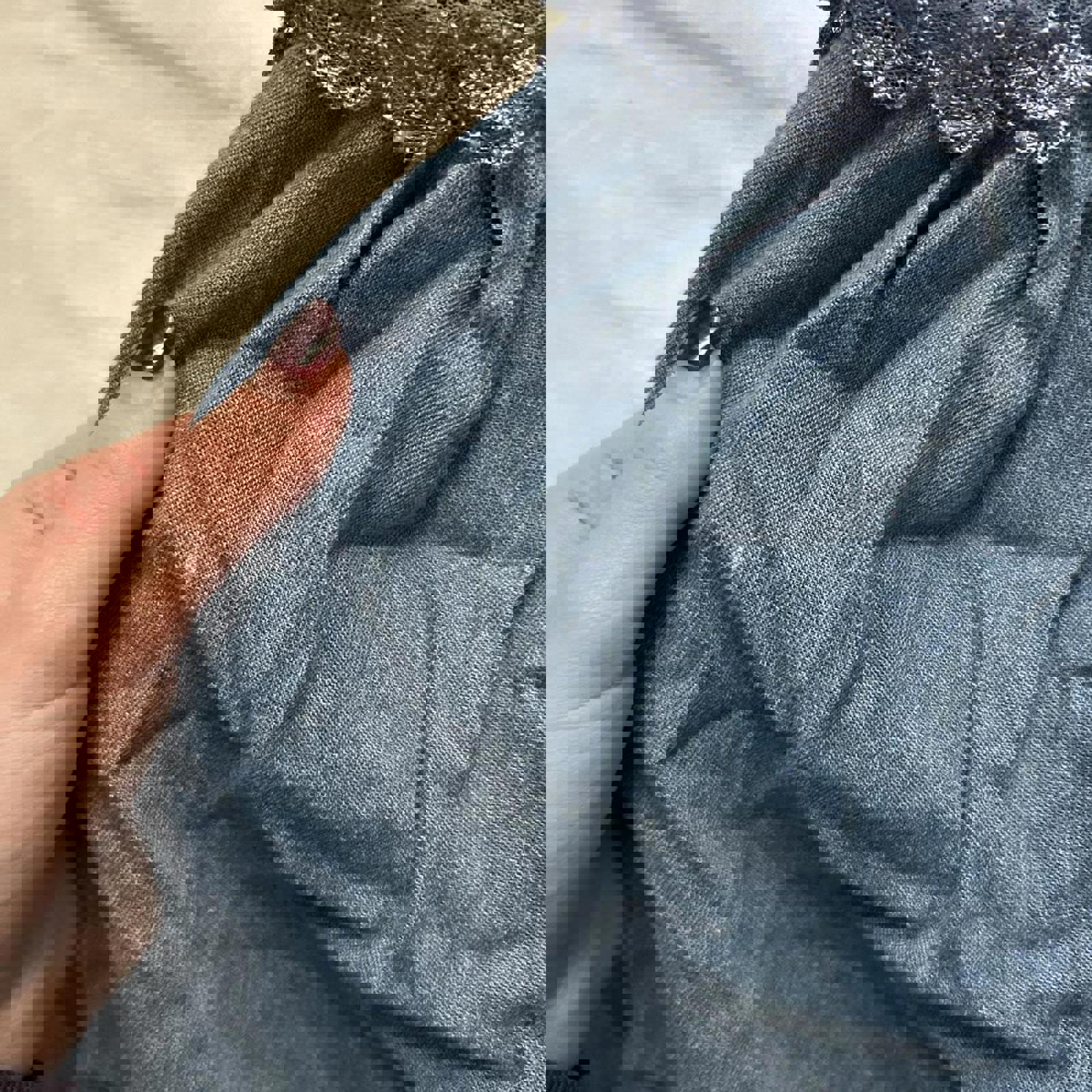 Axes Femme Blue chambray denim jacket with hood, tie waist and bubble hem