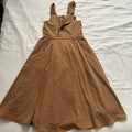 Axes Femme Brown midi dress with pinafore straps and zip detail at the front