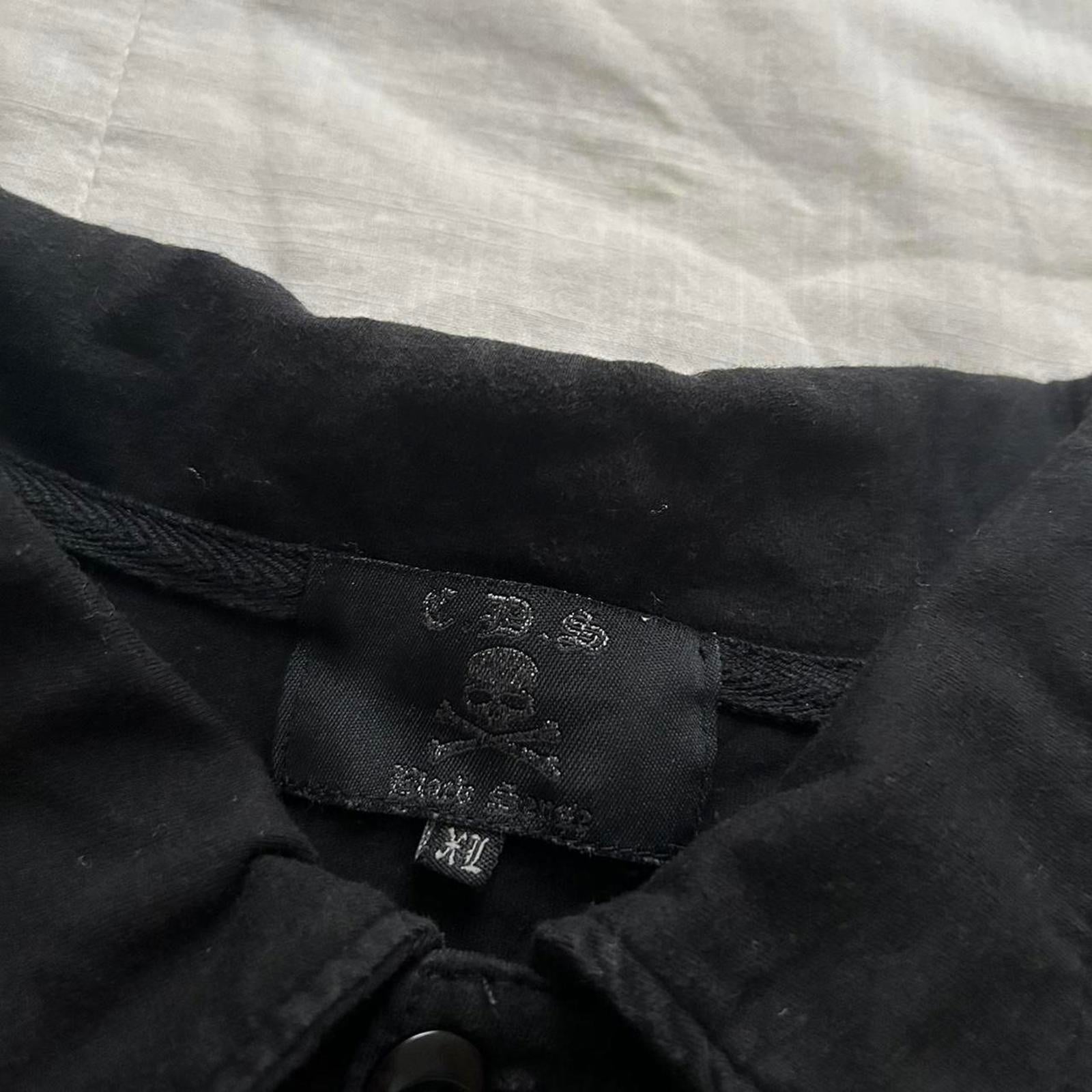 Japanese brand Black and gold skull embroidered polo shirt