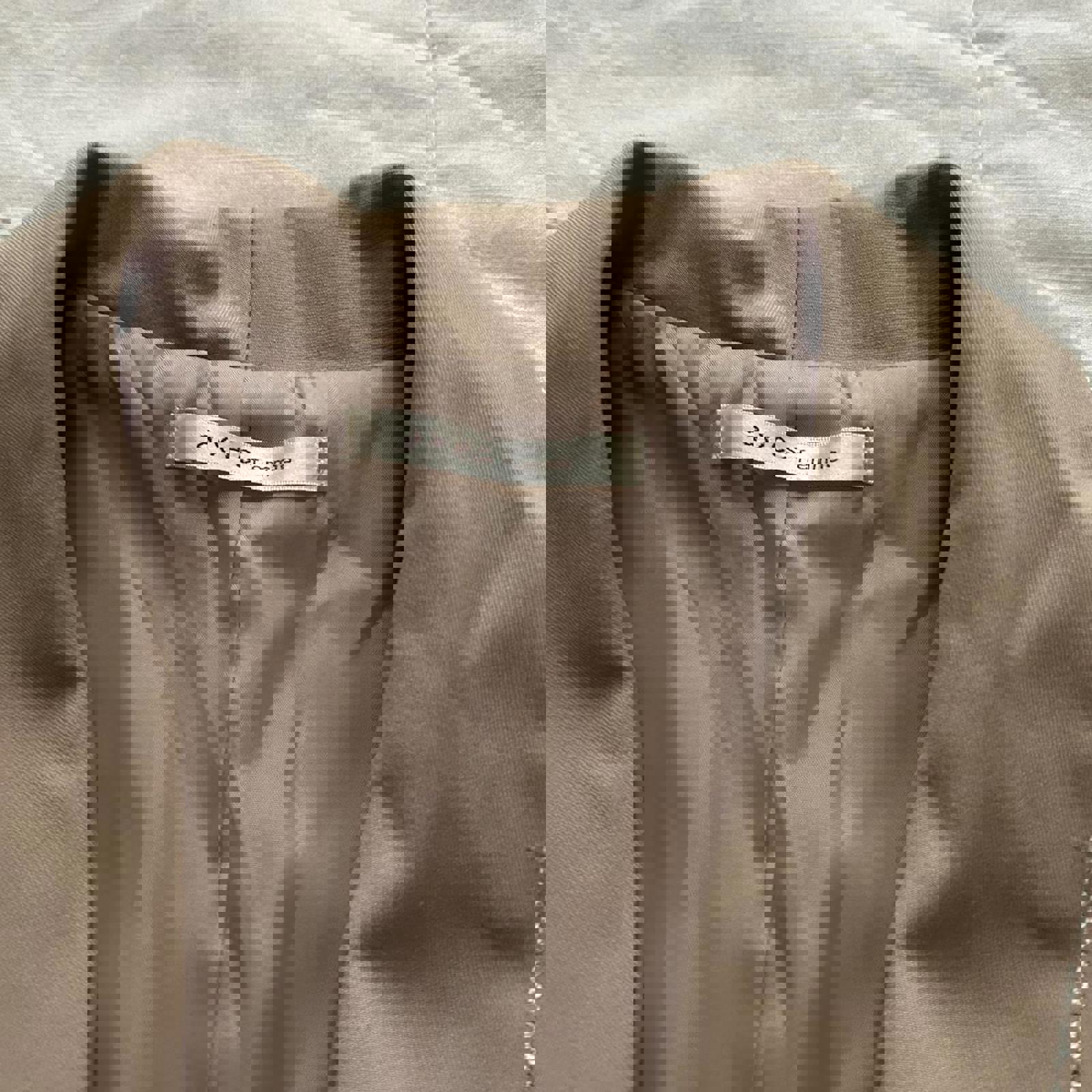 Axes Femme tan draped collar jacket with lace detailing Size medium