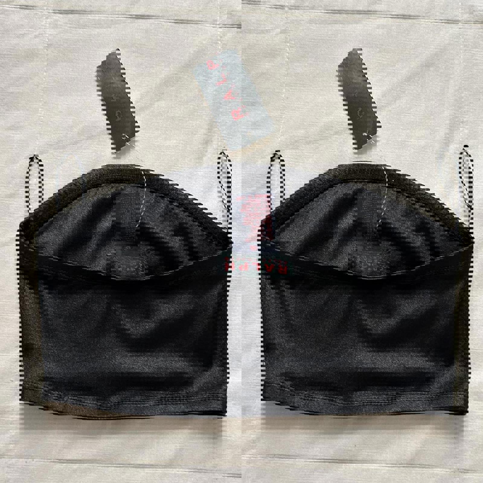 Deadstock Y2K Black shimmer Ralph Lauren bandeau top Size XS