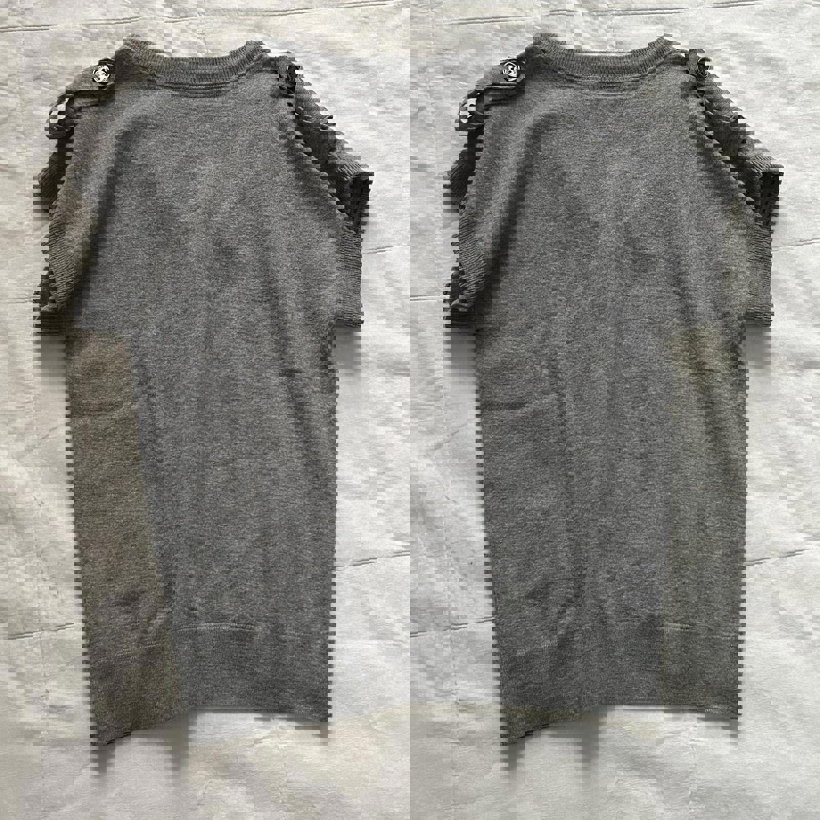 Grey Burberry V-neck boxy sweater vest top with shoulder epaulette details
