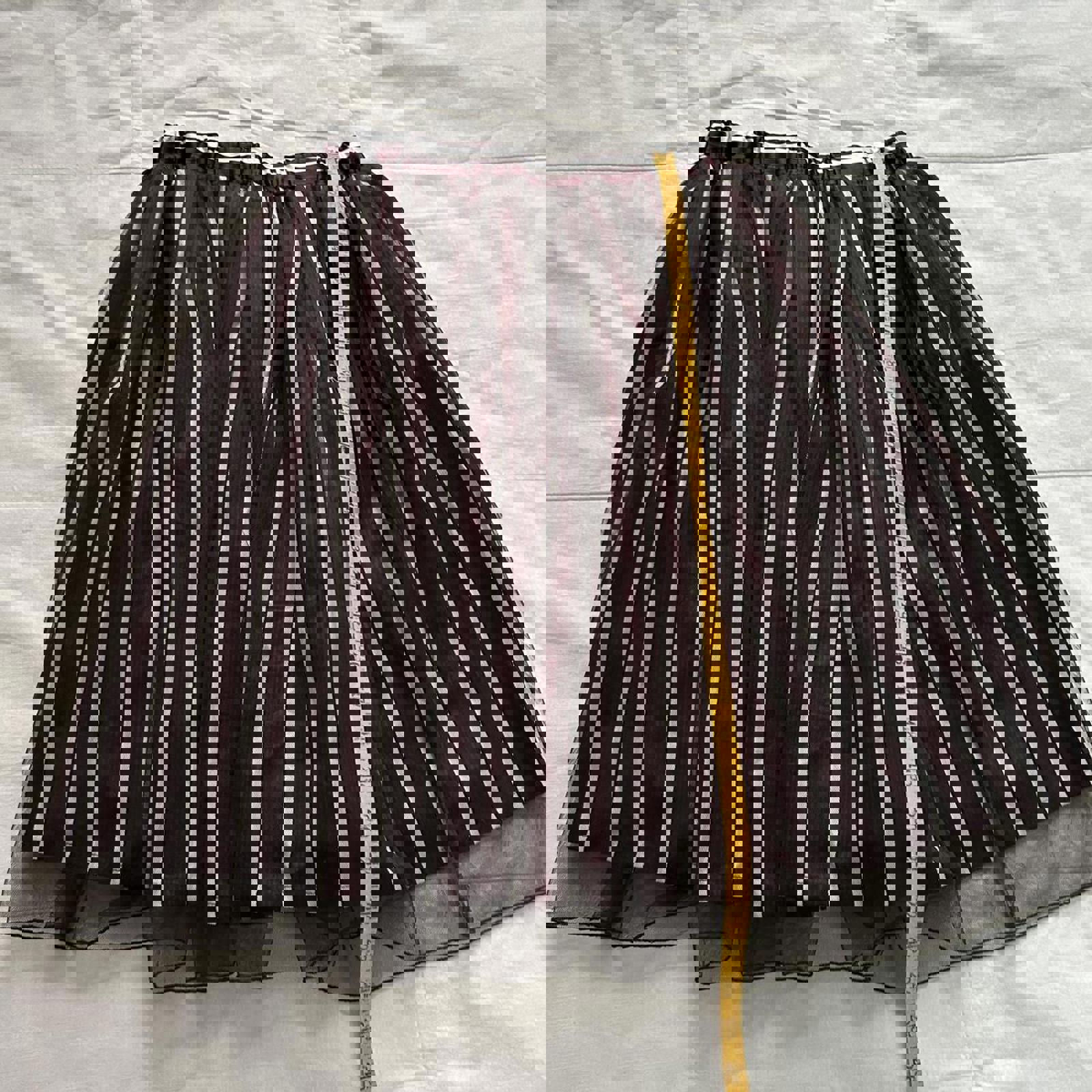 Axes Femme burgundy and white striped skirt with black tulle overlay Size medium