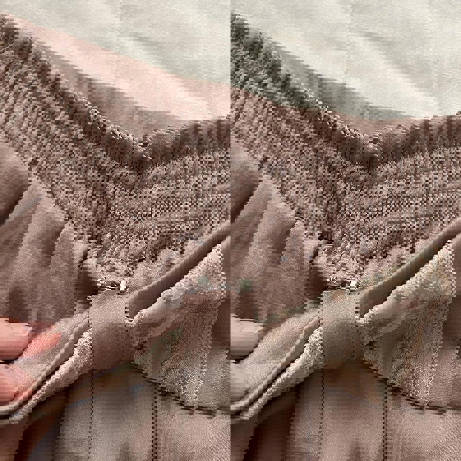 Axes Femme tan high waisted bubble back bow detail skirt